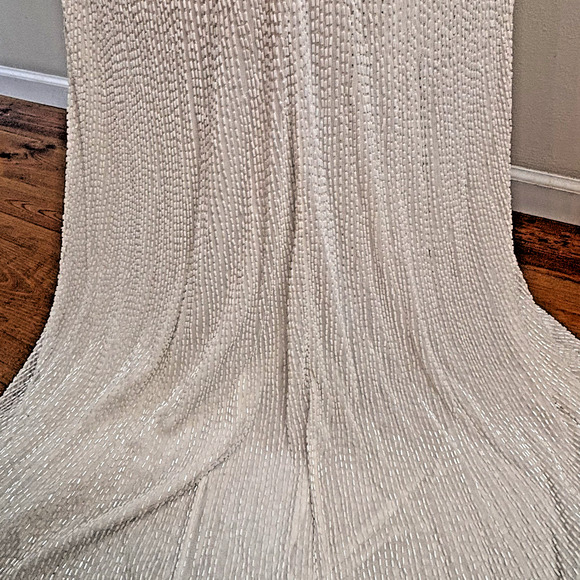 Ashley Lauren White Beaded Cutout Gown Size 4 Plunge Halter Slit Prom Pa - Picture 9 of 10